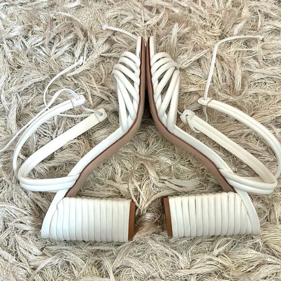SCHUTZ Lanna Leather Strappy Block Heel Sandals in Deluxe Nap/White size 8.5 - Picture 7 of 10